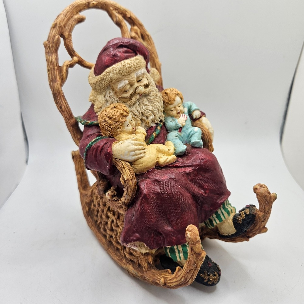 VTG House of Lloyd 1992 Rocking Santa Musical Box w/ Sleeping Babies Figure